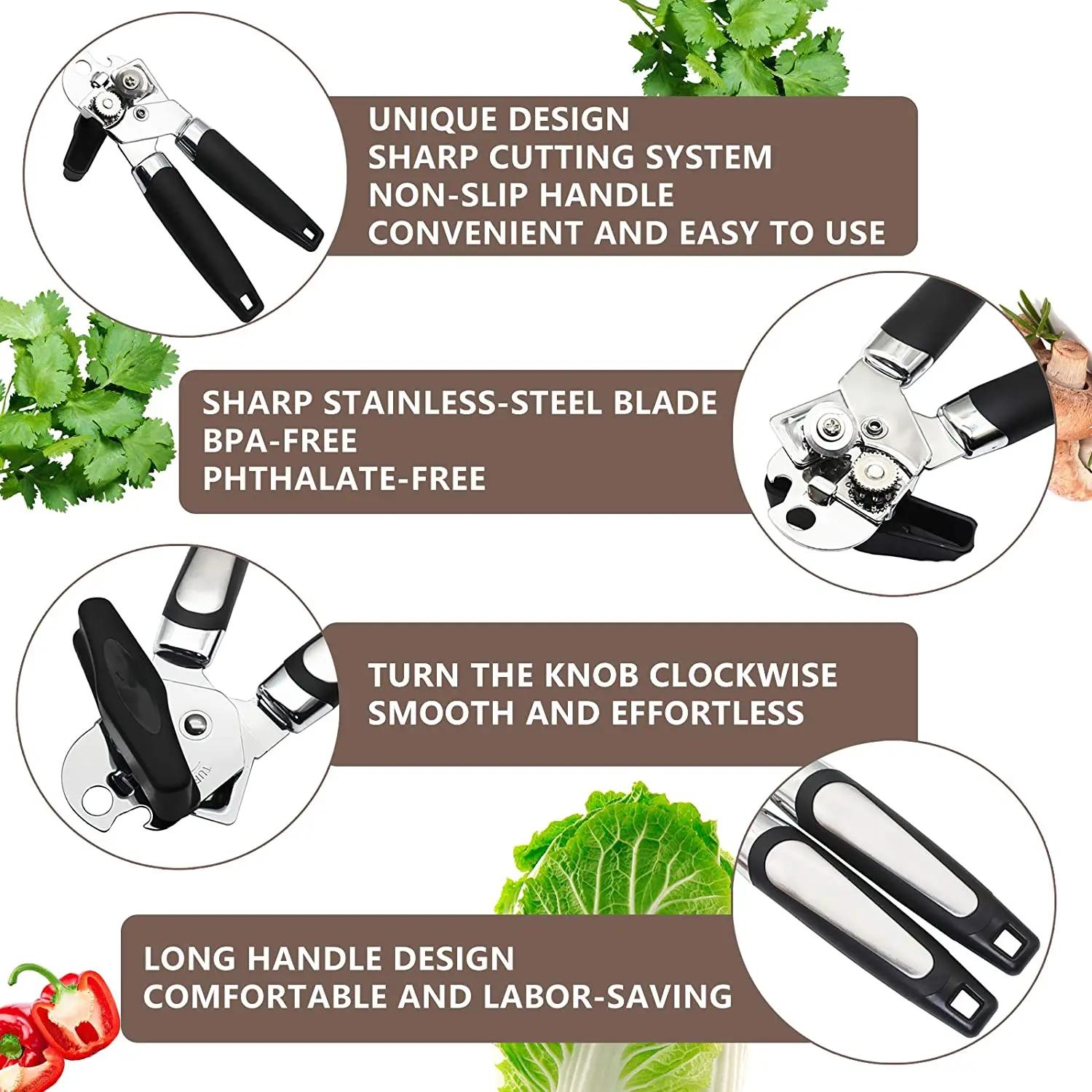 Abridor de latas Manual profesional, Abrebotellas multifuncional de acero inoxidable, utensilios de cocina para cerveza, corte lateral