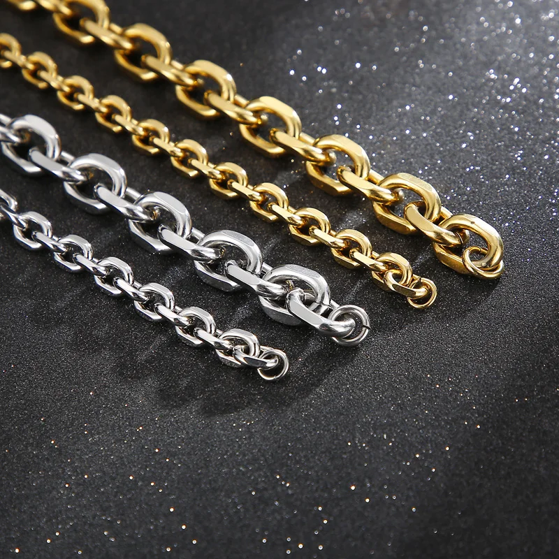 Karen 4mm 5mm 6mm 10mm O-Chain Simple Fashion Men's Stainless Steel Bracelet Custom