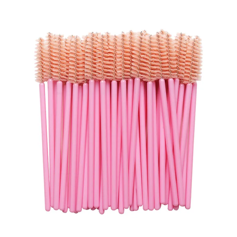 Varitas desechables de rímel de nailon, pinceles de mango azul, pinceles de maquillaje, herramientas de extensión de pestañas, 50 Uds.