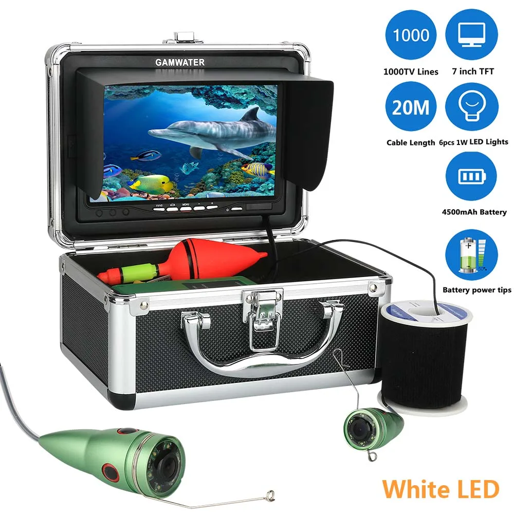 

MAOTEWANG 1000TVL Underwater Fishing Video Camera Kit Fish Finder 6 PCS Lights With 7" Inch Color Monitor For Ice Sea Fishing