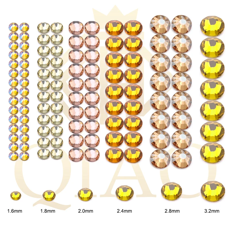 Świecące kryształy dżetów bez mocowania na gorąco SS6-SS30 żółty FlatBack Strass dżetów tkaniny do szycia odzieży do paznokci dekoracje artystyczne