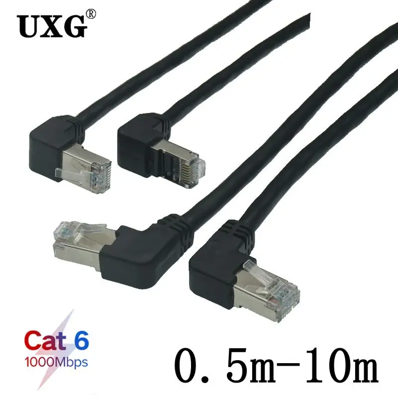 Kabel Ethernet Cat6 RJ45 typu L UTP Kabel sieciowy 1m-10m Patch Cord Kąt 90 stopni Kable Cat6a Lan do laptopa Router TV BOX