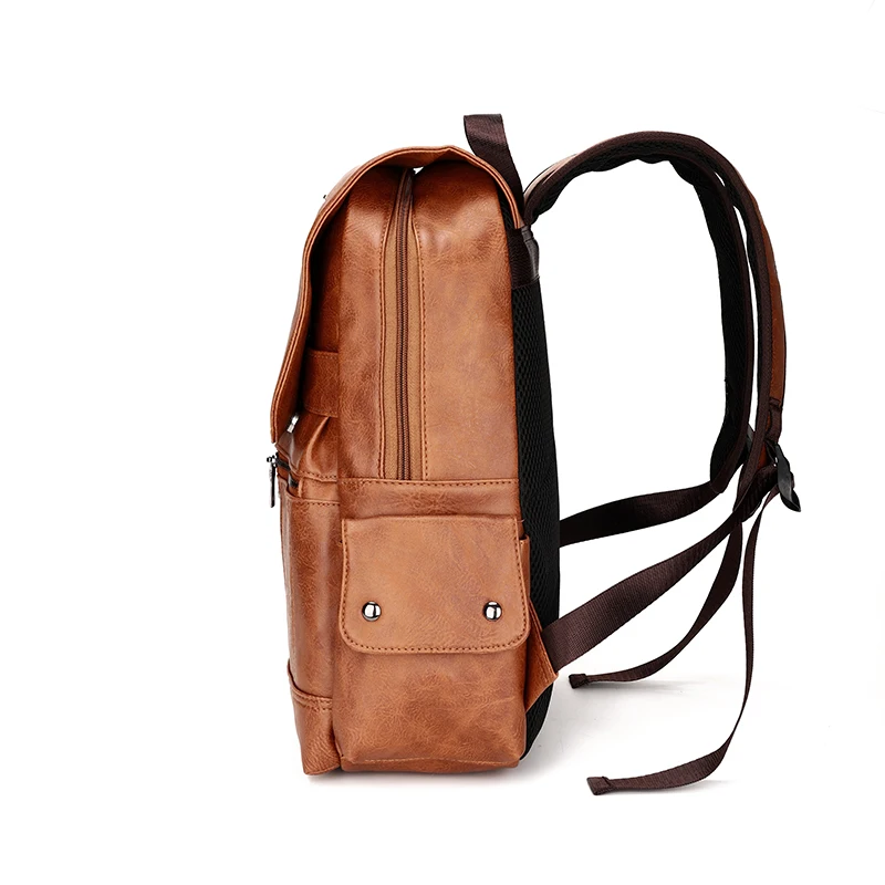 Men Business Casual Backpacks For School Travel Bag Black Pu Leather Men\'s Fashion Shoulder Bags Vintage Boys Men Backpack