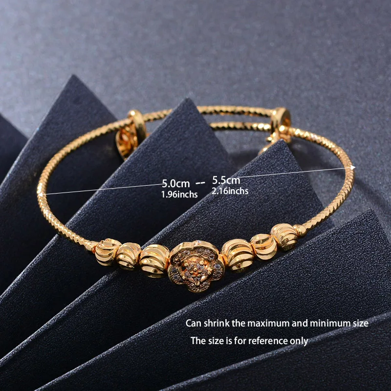 4PCS 24K Bangles Gold Color Bangles For Baby Girls Bracelet Children Jewelry Bangles Newborn Baby Cute/Romantic Bracelets  Gifts