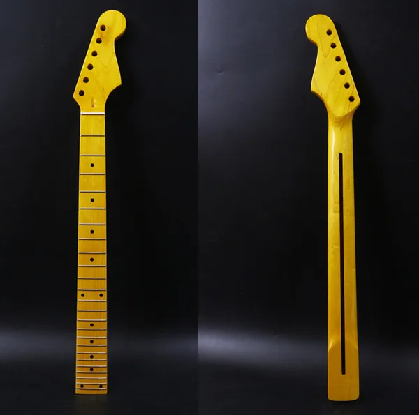 

24 fret 25.5" yellow Electric guitar neck flame maple made Bolt on maple made maple fingerboard fine quality