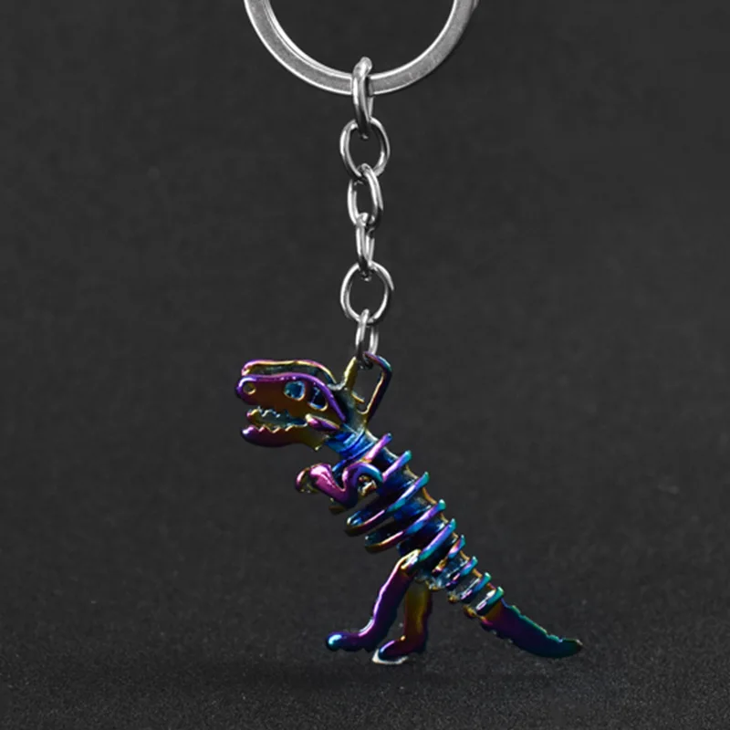 Alloy Colorful Skull Keychain Dinosaur Key Chain Car Halloween Skull Horror Key Ring Pendant Gift Boyfriend Gift K4819