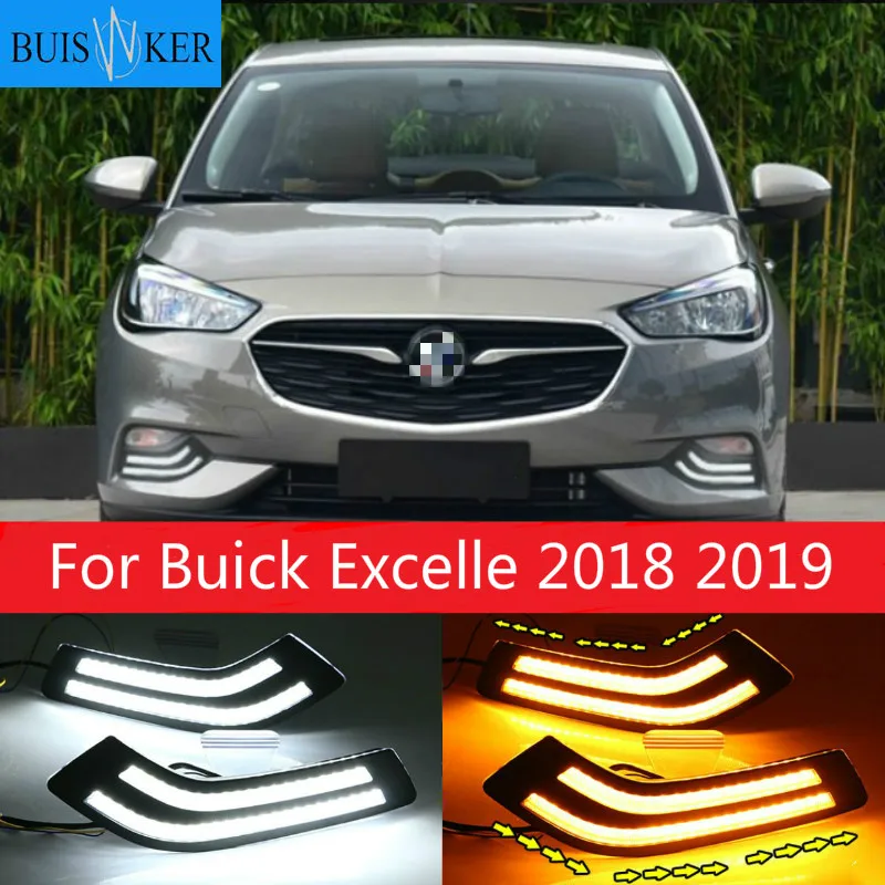 

2pcs For Buick Excelle 2018 2019 White yellow blue Front Fog Lamp Day Light LED DRL daytime running light