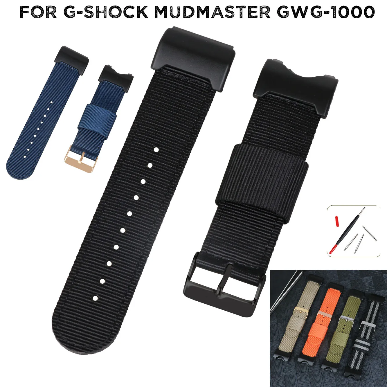 Replace Watch Band For Casio G-Shock Mudmaster GWG-1000 Strap Gshock GWG1000-1A Replace Stripe Nylon Band Wristbands Belt