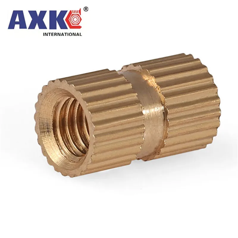 5/25X M3 M4 M5 M6 M8 Type B Solid Brass Copper Injection Molding Knurl Thread Insert Nut Embedded Nutsert Single Pass Blind Hole