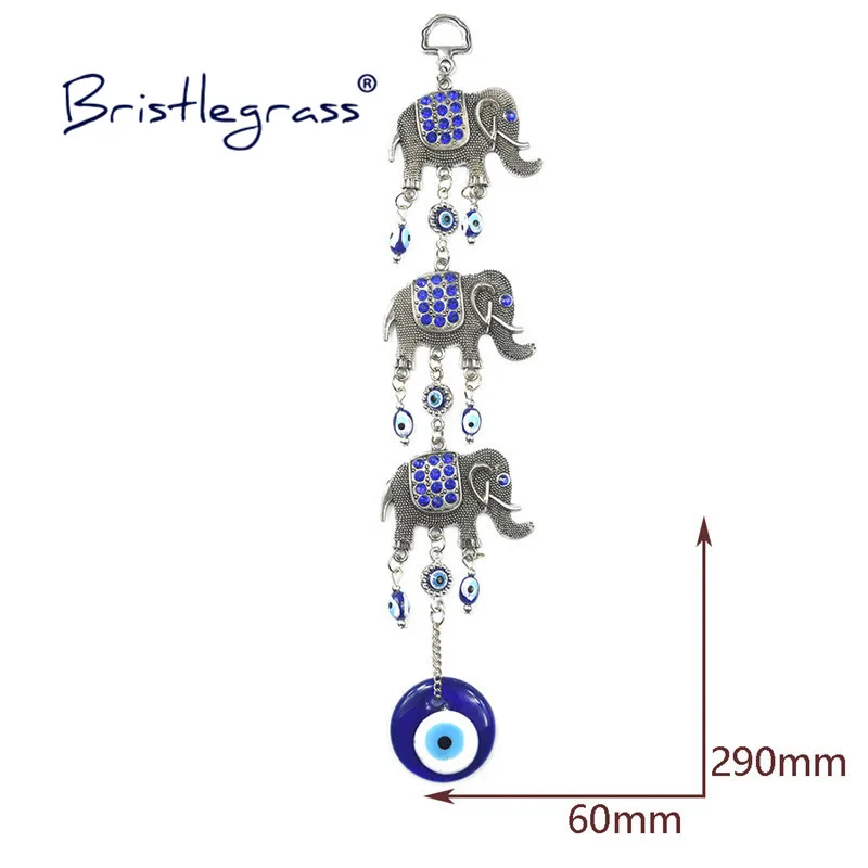 BRISTLEGRASS Turkish Blue Evil Eye 60mm Elephant Amulets Lucky Charm Car Wall Hanging Pendant Pendulum Blessing Protection Decor