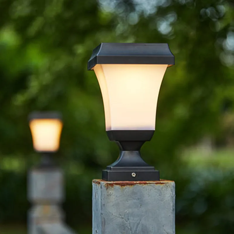 Luces LED solares para exteriores, decoración de pilar de valla, lámparas impermeables para jardín, Villa, hogar, luz Solar, poste de entrada, barandilla, columna, lámpara de cabeza