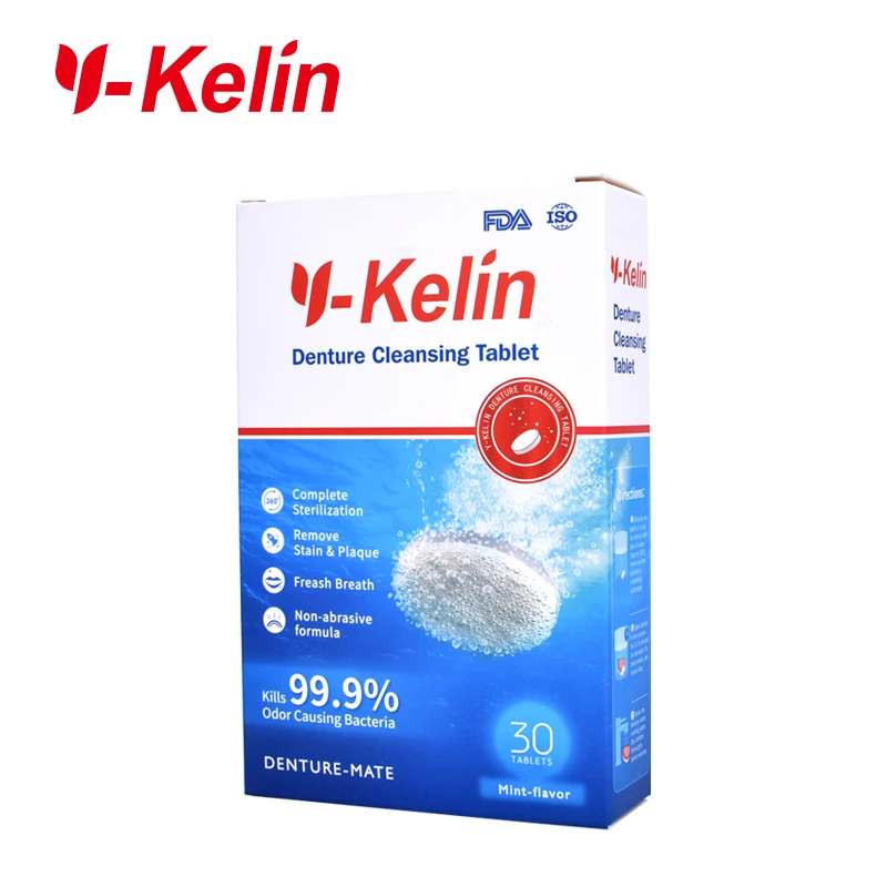 Y-Kelin Denture Cleansing Tablet 32 Tabs  Cleanser  Pills  Remove Plaque Antibacteria