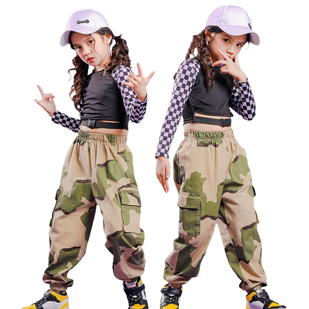 Girls Hip Hop Dance Clothes Long Sleeve Top or Drawstring Sweatpants Kids Street Dance ClothesJoggers Pants Casual Wear