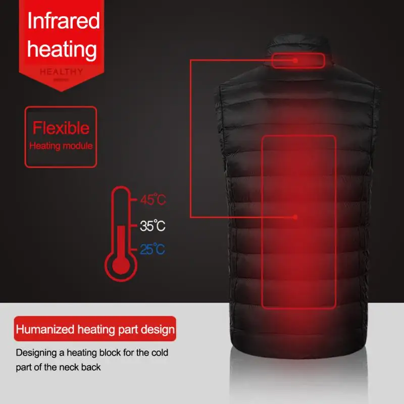 Men Heated Vest winter USB Electric Heating Vest Jacket Clothing Skiing Winter Warm Heated Pad Winter USB interface warm vest