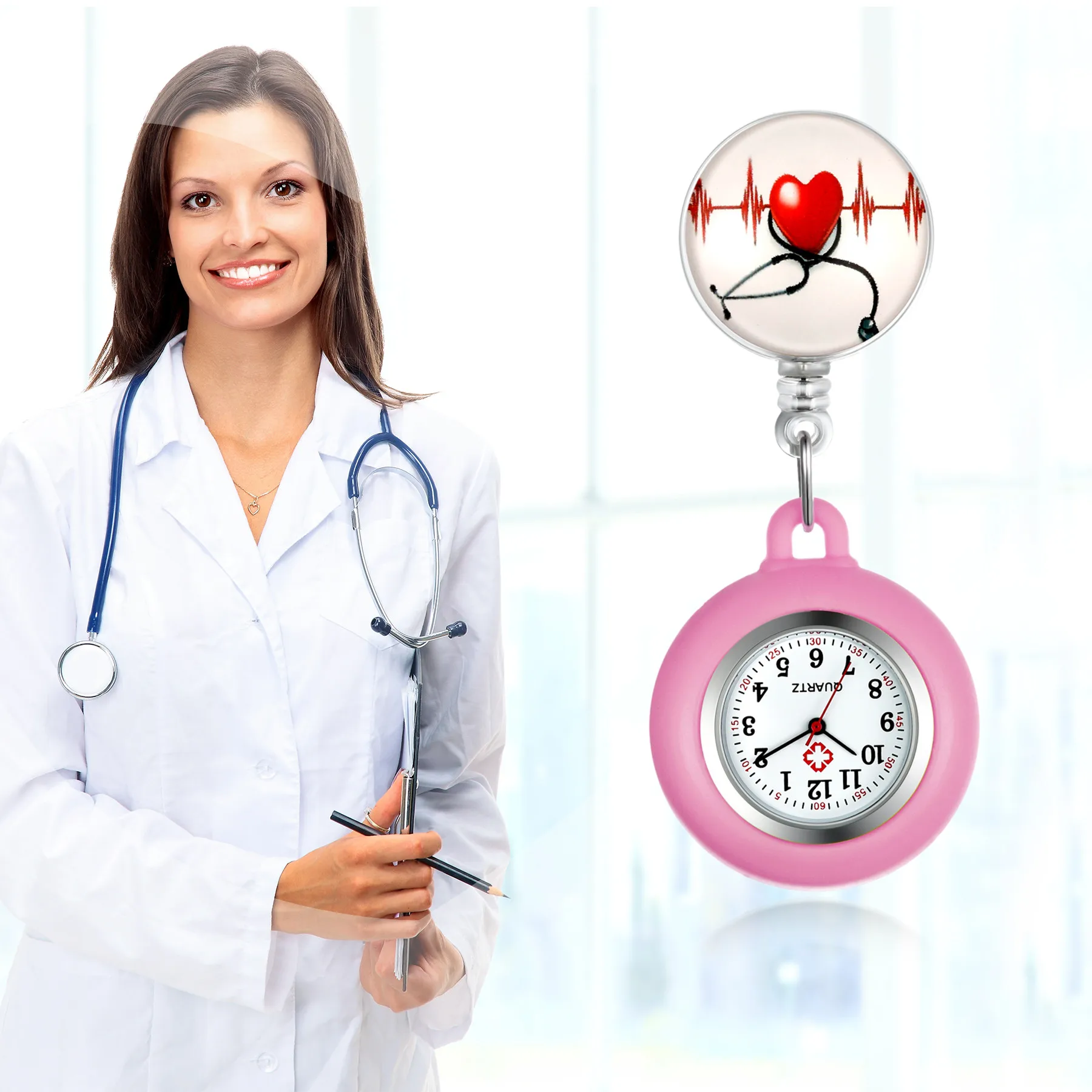 LANCARDO Simple Detachable Nurse Doctor Medical Nurse Pocket Watch Clip-On Analog Digital Brooch Fob Medical hospital Watch