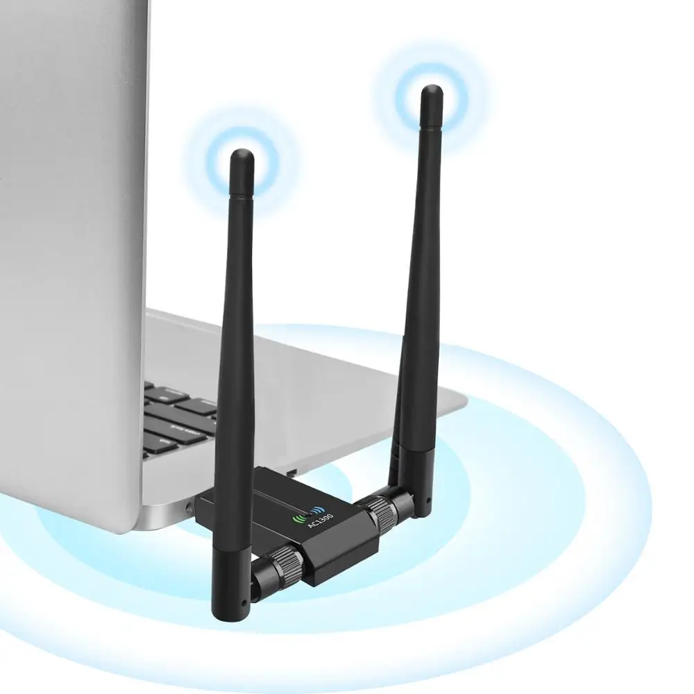 2.4G/5.8G Không Dây USB WiFi Laptop Mạng Với Hai 5dBi Anten Tốc Độ 1300Mbps
