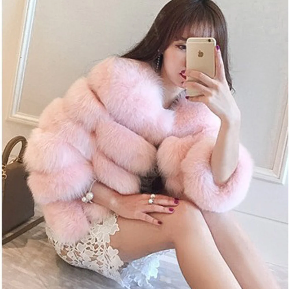 Faux Fox Fur Coat for Women, Long Sleeve Jacket, Faux Fox Fur Coat, Elegant Thick Warm Outerwear, Winter Fashion, New Top