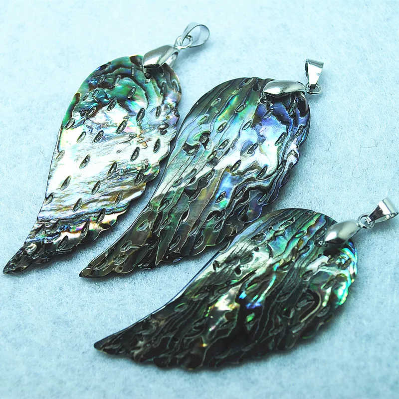 3PCS Natural Abalone Shell Pendants For Women Necklace Hangle Wings Shape 57X25MM Less Stock Just For Your Jewelry Desgins