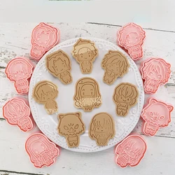 8pcs/set Anime Demon Slayer Cookie Cutters Kamado Nezuko Biscuits Molds Plastic Baking Mould Cookie Tools Cake Decorating Tools