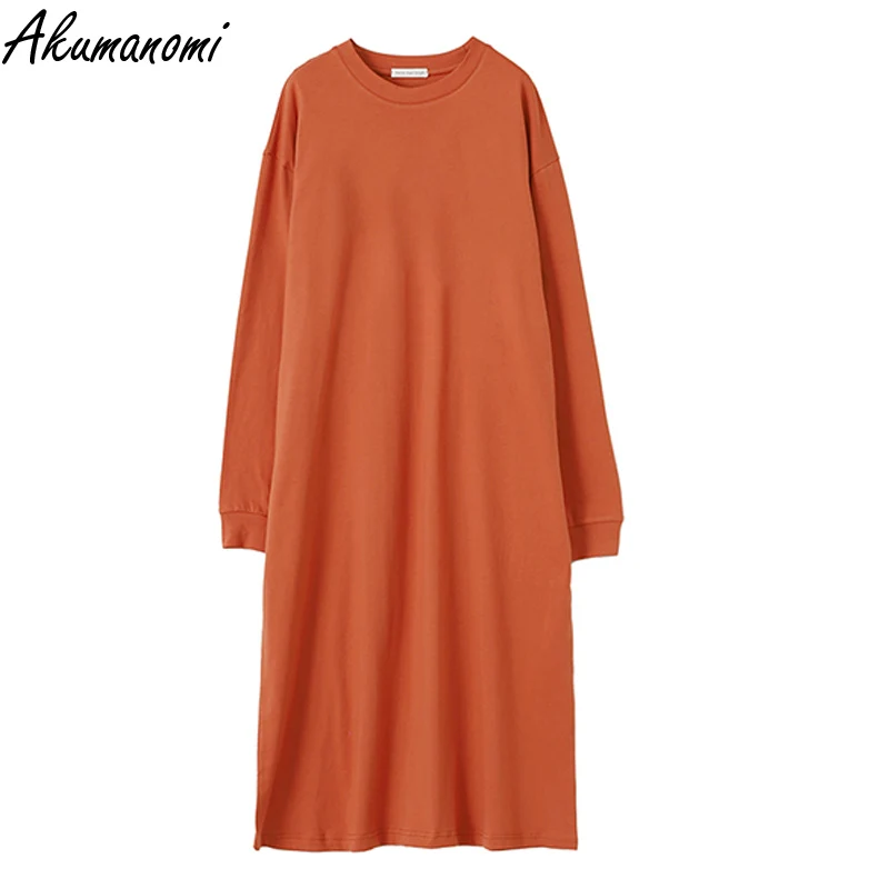 Plus Size Autumn Maxi Long Cotton Dresses For Women Black Pink Red Khaki Long Sleeve 4xl 5xl 6xl Casual Loose Oversized za Dress