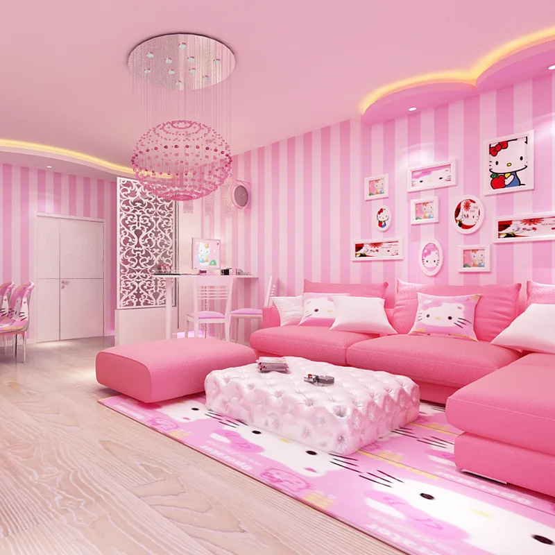 Imagem -02 - Papel de Parede para Quarto das Crianças Papel de Parede de Princesa para Sala de Estar Estilo Coreano Rosa Decoração da Casa 10m