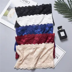 Girls' Strapless Crop Wrap Lace Bandeau Tube Top Women Bustier Boob Tubes Tops Bralette 5 Solid Colors Red Blue White Black