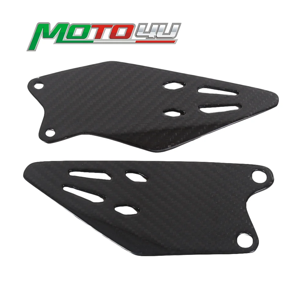 For Kawasaki ZX-6R ZX6R 2019 2020 2021 22 Real Carbon Fiber Motorcycle Heel Guard Rearset Plate Foot Peg Protector Overlay Gloss