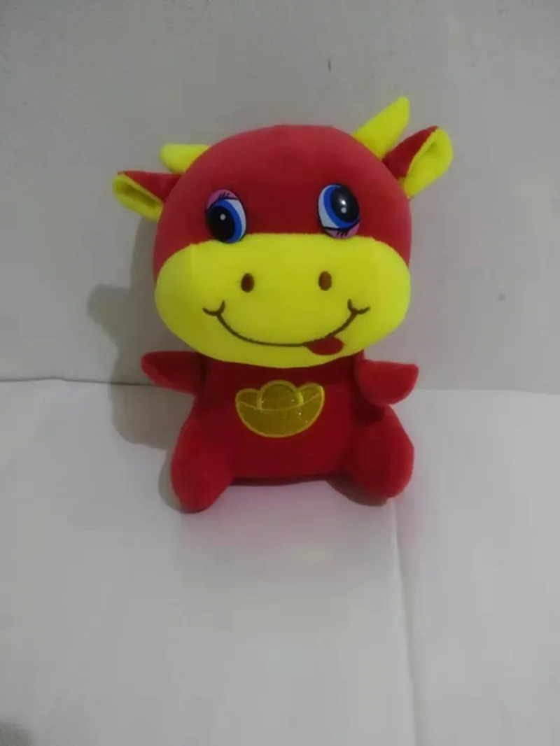 Red Fortune Cow Plush Toy for Children Kids Birthday or Christmas Present