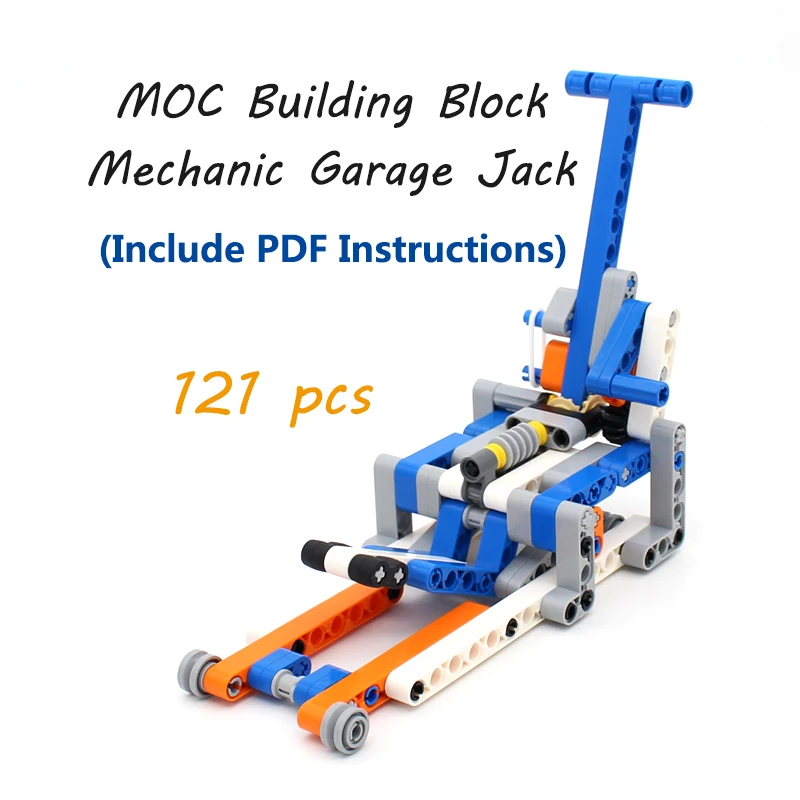 121 sztuk MOC high-tech mechanik garaż Jack Model klocków budowlanych oś przekładni Liftarm zestaw przypinek DIY narzędzie do napraw samochodowych zabawka z klocków prezent dla dzieci