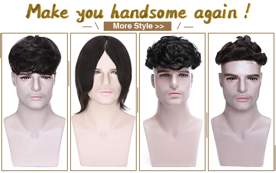 S-noilite 16x19cm Men Toupee Human Hair Replacement System Hair Toppers Hairpiece 4Inch Hair Wig Extensions Male Hair Prosthesis