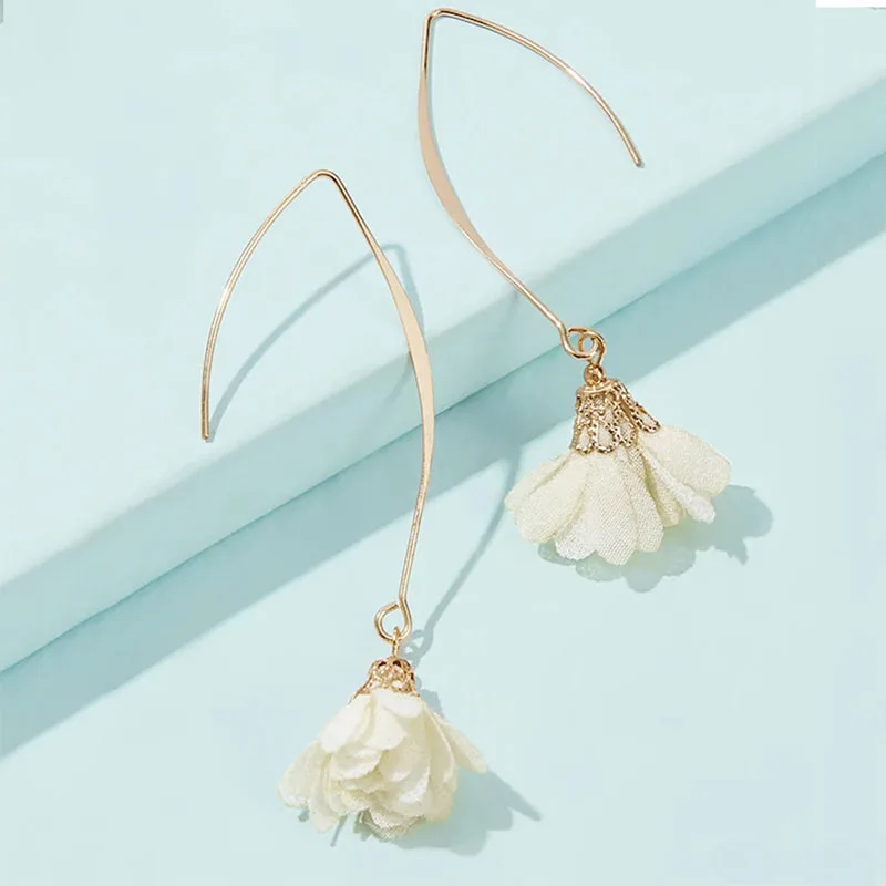 Boho Jewelry Rose Flower Earrings for Women Bijoux Femme 2023 Korean Gold Long Dangle Earrings Brincos Para As Mulheres Mujer