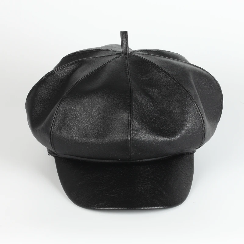 Venta al por mayor de alta calidad PU moda clásica hombres primavera Otoño Invierno pintor boina sombrero personalizado gorras de hiedra