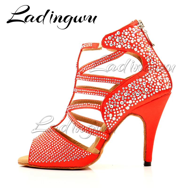 Ladingwu Brands Latin Dance Shoes For Women Girls New Dance Boots Unique Design Salsa Party Dance Shoes Full Diamond Sandals