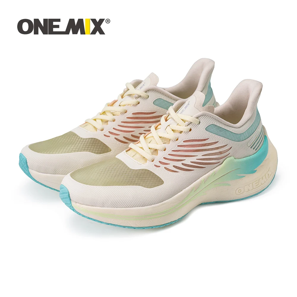 ONEMIX 2024 New Style Cushion Running Shoes for Men Breathable Mesh Rainbow Women Sneakers Support Wearable Lace Up Sport Shoes