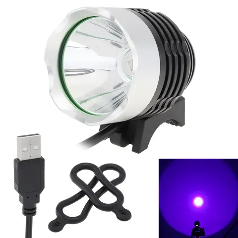 자전거 UV 헤드 라이트 살균기, 자외선 경화 램프, 방수 보라색 LED 자전거 헤드 토치
