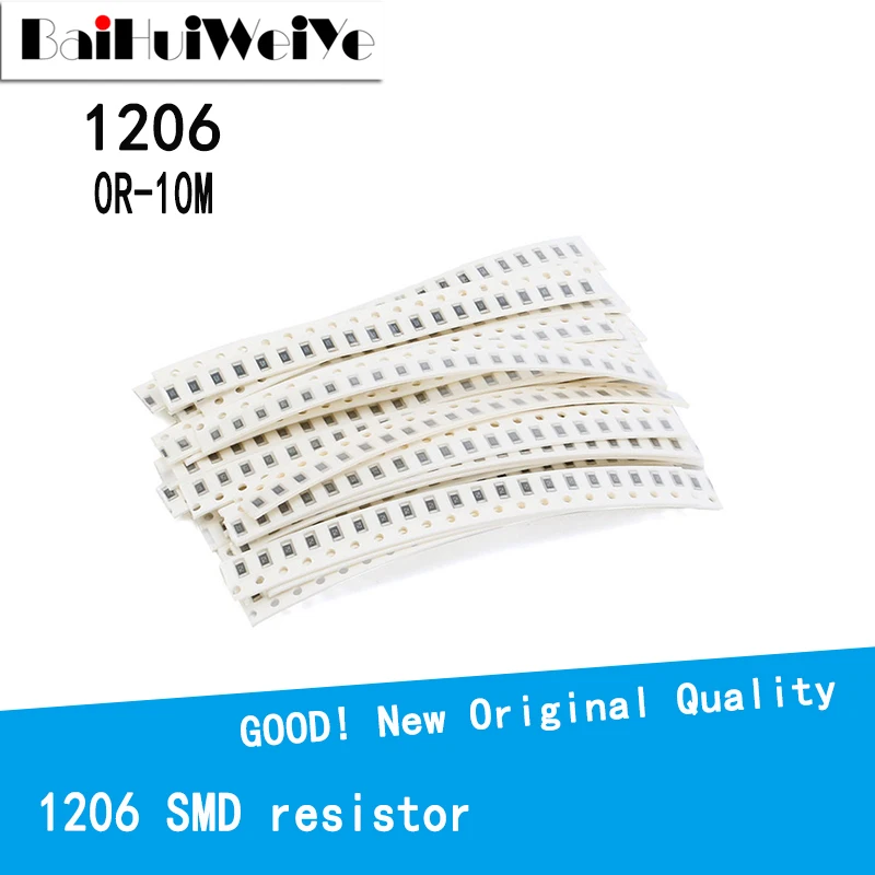 100PCS/LOTE 1206 SMD Rezystor 0R-10M 1/2W 0 1 10 100 150 220 330 ohm 1K 2.2K 10K 100K 0R 1R 10R 100R 150R 220R 330R