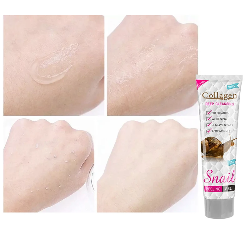 Gel exexexpecant au collagène d\'escargot, nettoyage doux des pores, peeling du visage, fréquence jetable, hydratant pour la peau, soins de la peau,