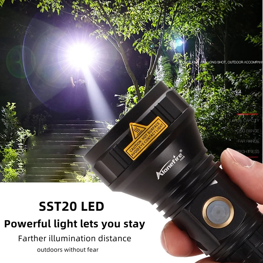 Alonefire H44 Super Powerful LED Flashlight SST20 led Tactical Torch USB Rechargeable Linterna Waterproof Lamp Ultra Bright Lant