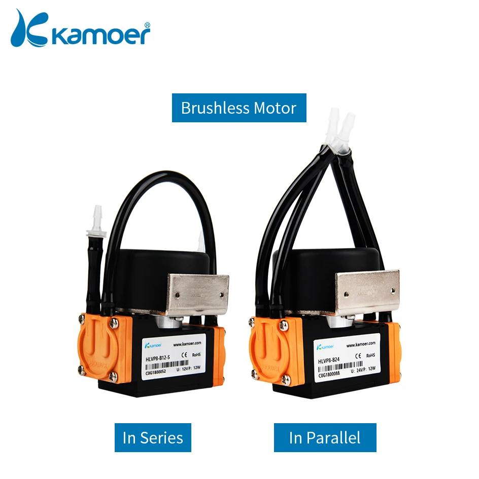 Imagem -03 - Bomba de Vácuo Diafragma Baixo Ruído Série Paralela para Laboratório e Beleza Motor dc Pressão Negativa 0.098mpa 68l Min Kamoer-hlvp8