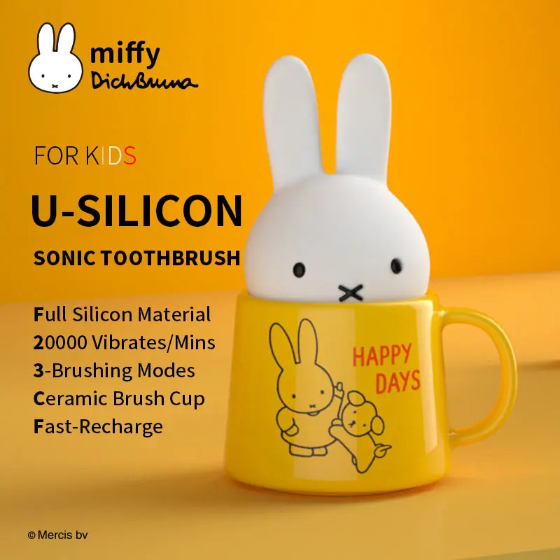 Miffy X MIPOW Electric Toothbrush for Kids U-shaped Smart 360 Degrees Silicon Automatic Ultrasonic Teeth Tooth Brush For Childre