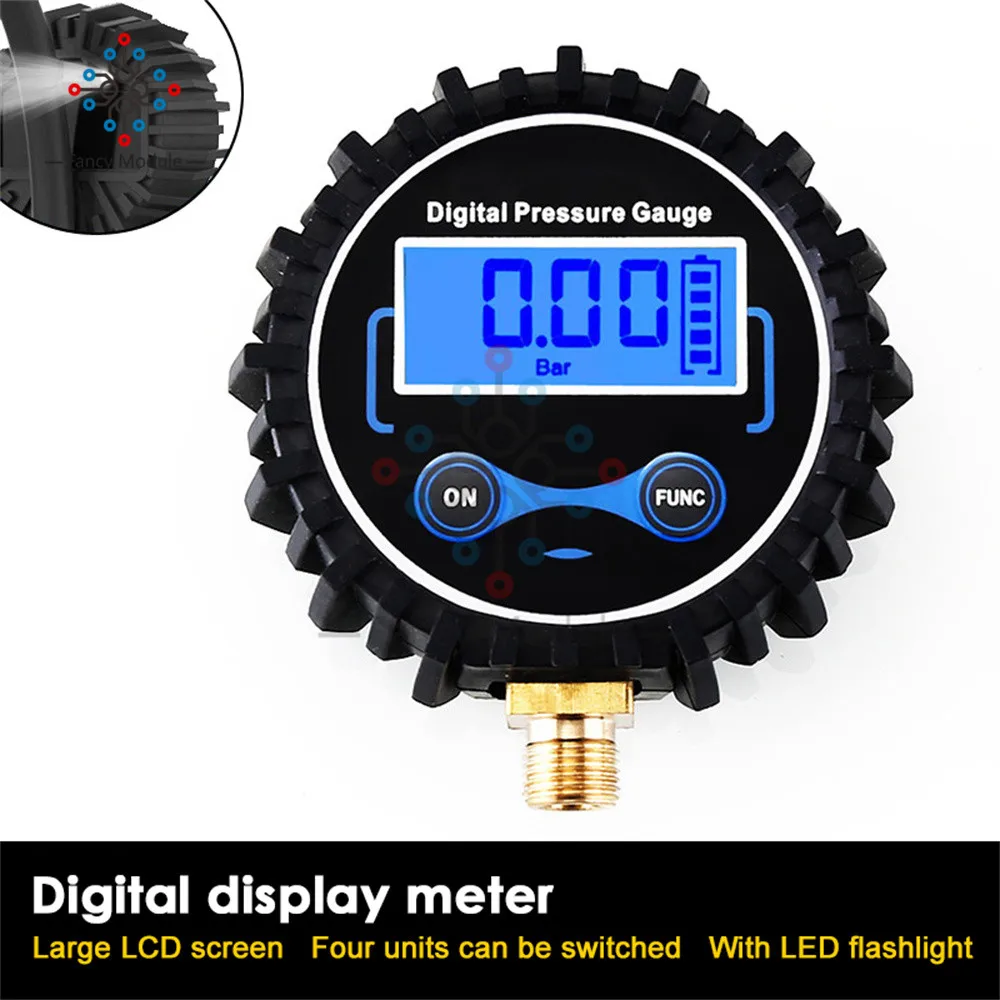 1/4 0-200PSI Digital Tyre Tire Air Pressure Gauge LCD Manometer Pressure Gauge With LED Light For Car Truck Motorcycl