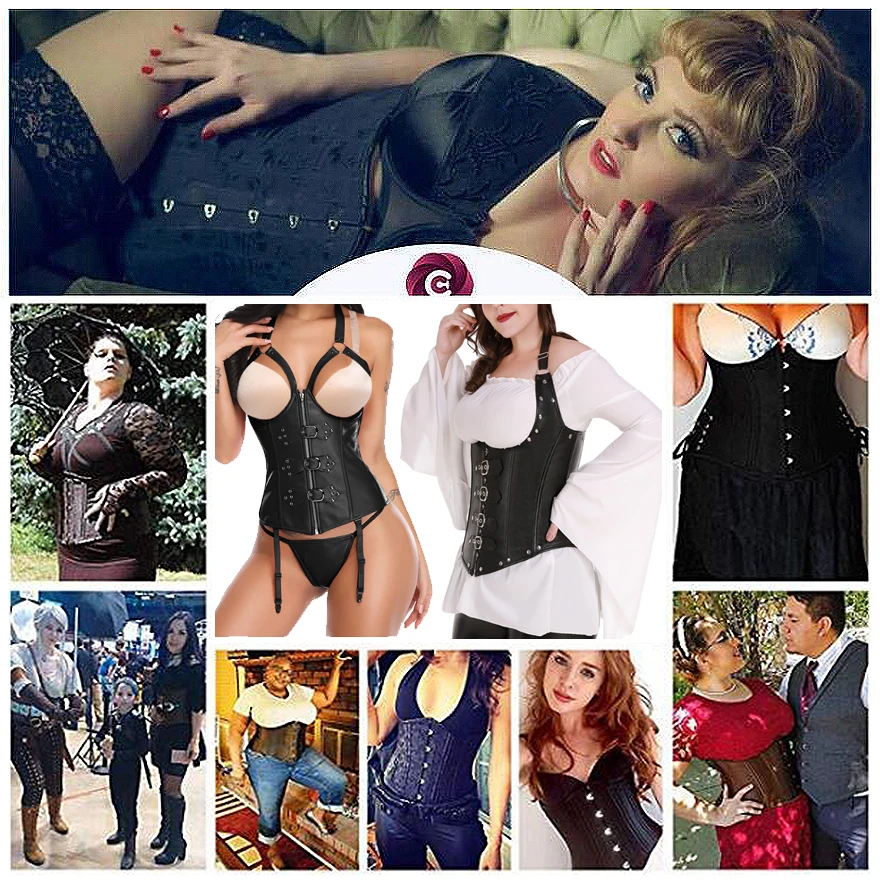 X nuevo Steampunk acero deshuesado con cordones en la espalda Sexy cuerpo Bustier Overbust corsé mujeres cintura Cincher corsés negro de talla