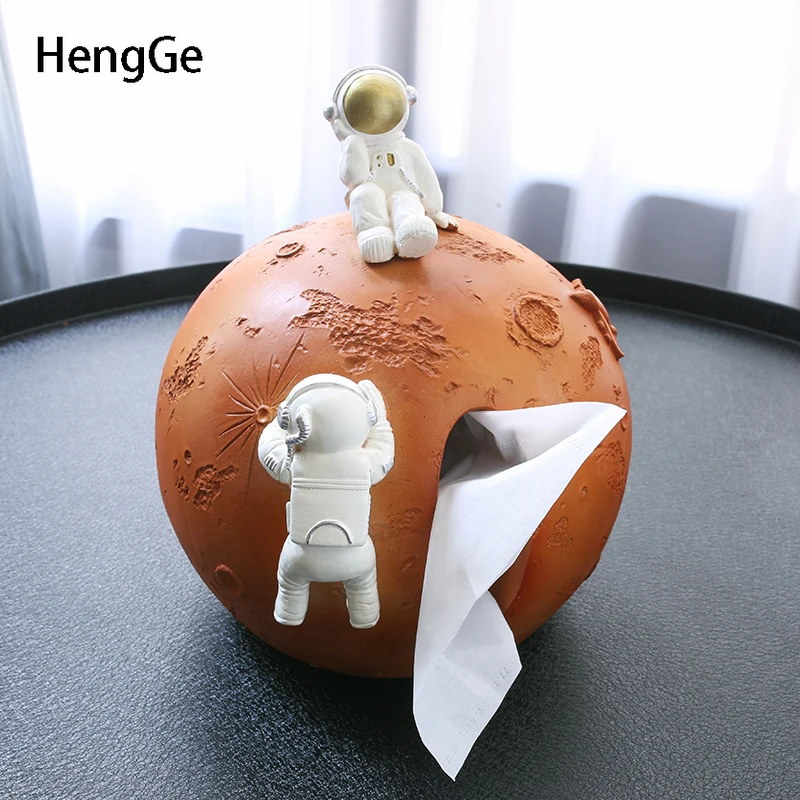 

Creativity Astronaut Tissue Box Resin Embellishments Home Office Paper Storage Box Modern Decor Cartoon Napkins Organizer Boxes