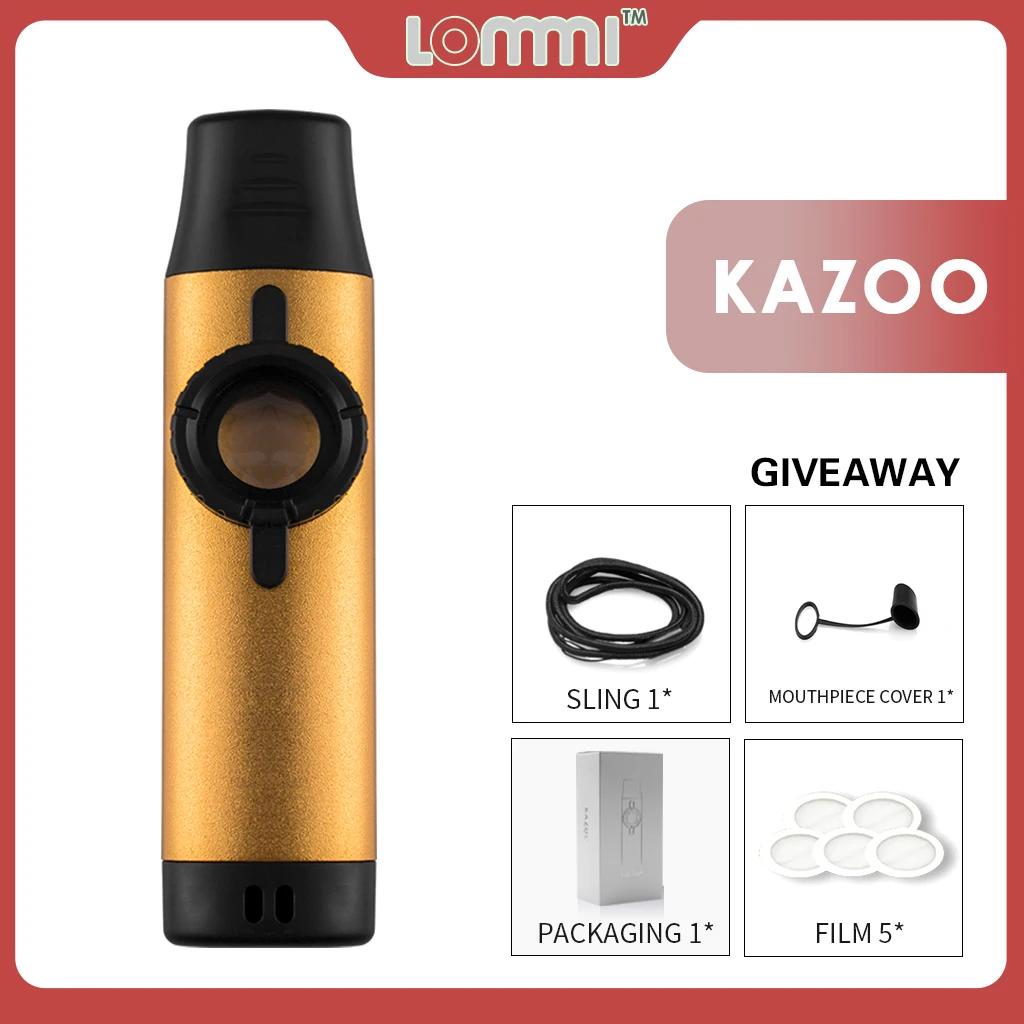 

LOMMI Golden Color Kazoo Whistle Flute Diaphragm Mouth Kazoos Musical Instruments Good Companion For Guitar Guitarra