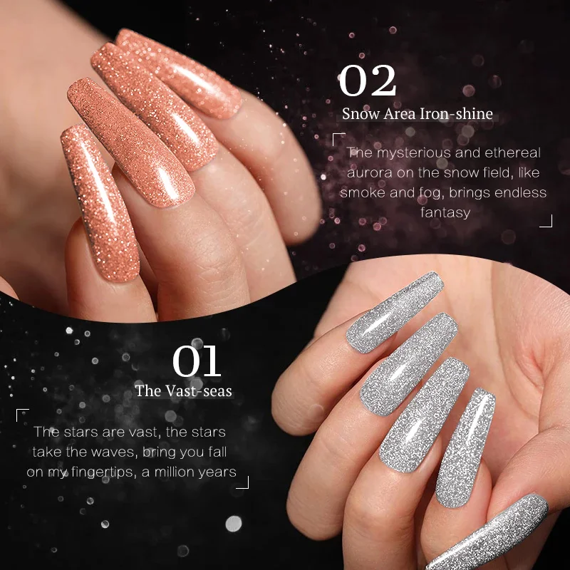 Esmalte com lantejoulas reflexivas em gel, fototerapia diamantada, arte semi permanente, produto unhas diamante cristal, 16 cores, 10ml