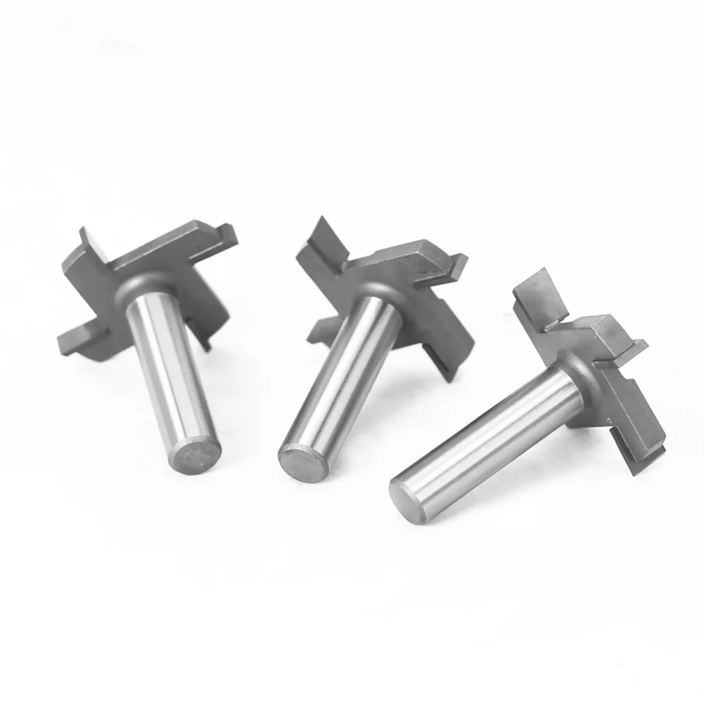 High quality 1/3PC 1/2''(12.7mm) 12mm Shank T-Slot & T-Track Slotting Router Bit Carbide CNC End Milling Cutter Wood Router Bit