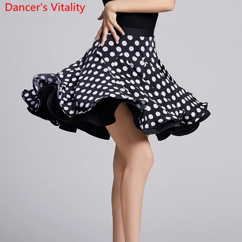 New Modern Dance Wear Leopard Dots Short Pleated Skirt National Standard Waltz Jazz Dancing Practice Training 2 Colors Clothes