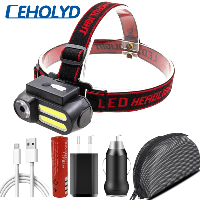 Ceholyd XP-G Q5 COB Led Headlamp Fishing Headlight Use Rechargeable 18650 Battery Head Flashlight Lamp Torch for Camping Light