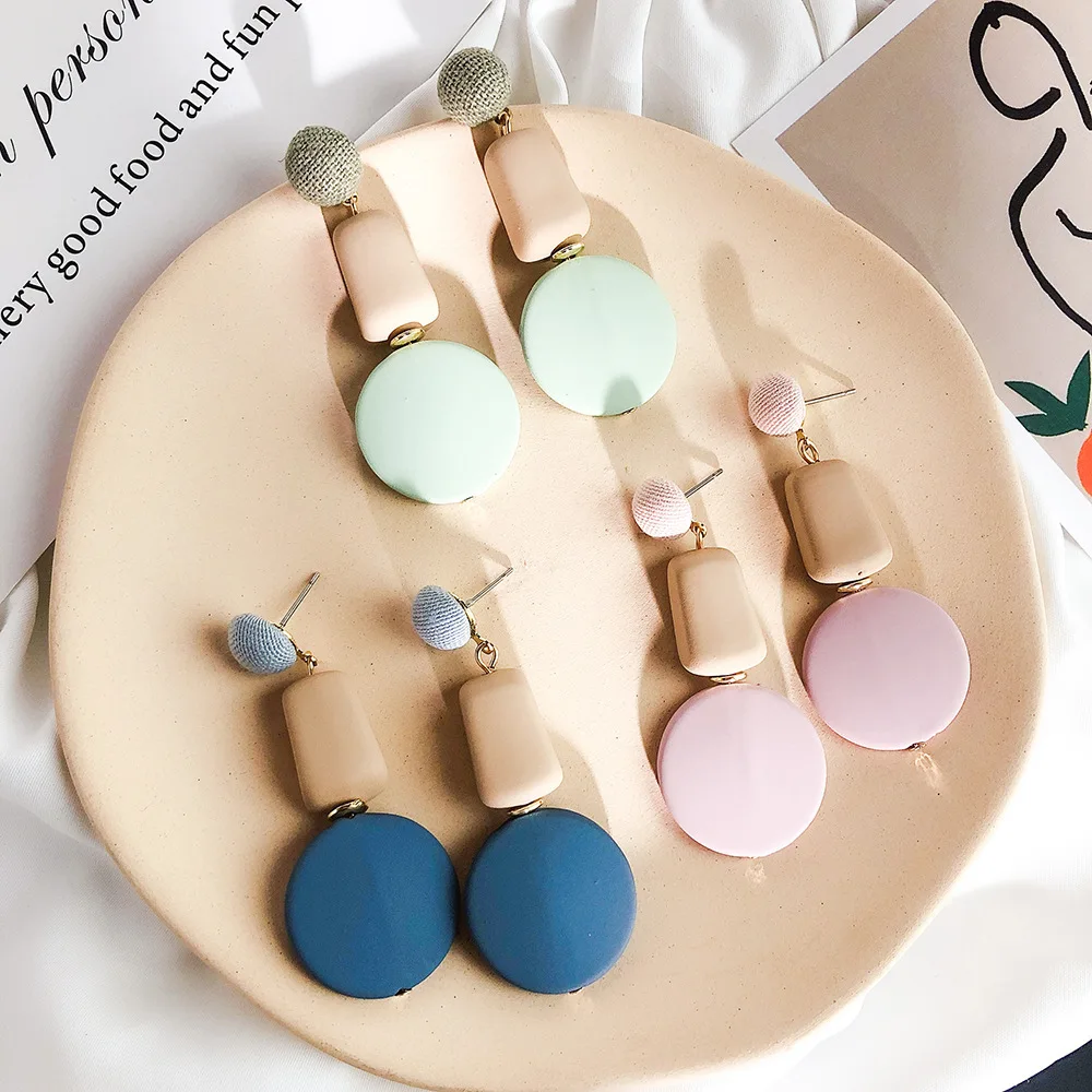 KINFOLK New Korean Statement Round Earrings For Women Geometric Gold Shell Dangle Drop Earrings Brincos 2020 Fashion Jewelry