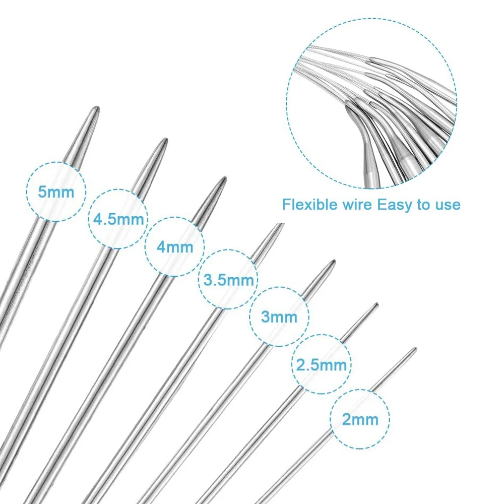 1Pcs 2-5MM Stainless Steel Circular Knitting Needles 80CM Crochet Hook Crochet Needles Yarn Needles DIY Weaving Knitting Tools